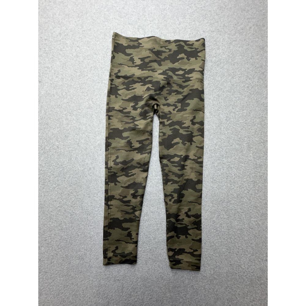 Spanx Leggings Womens Medium Green Camo Ankle High Rise Shaping Stretch